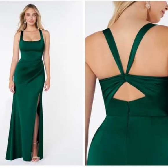 Azazie Dresses & Skirts - Azazie Deep Green Backless Gown